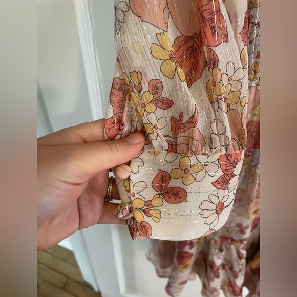 NWT VERONICA BEARD Cybil Mini Dress Silk Melon Pink Floral Long Sleeve Size 2 - Picture 6 of 13